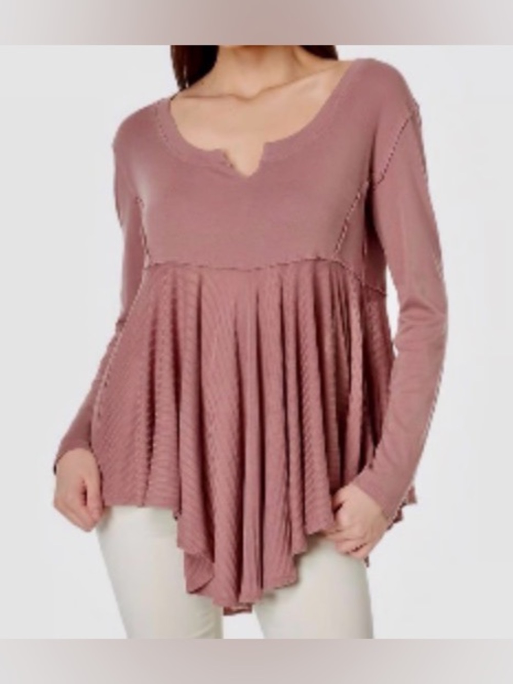 Free People Women's Clover Split-Neck Babydoll Tunic (Sz XS) Ptp 20”-22”
